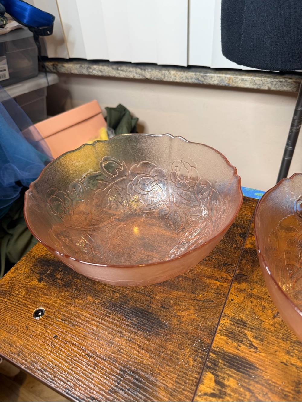 Vintage Arcoroc Rosaline Rose Frosted 9" Serving Bowl Luminarc France Set of 2